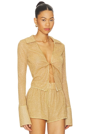 Oseree Lumiere Slim Shirt in Metallic Gold