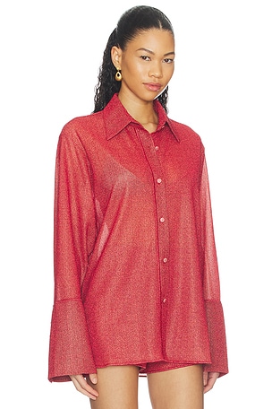 Oseree Lumiere Sleeves Shirt in Coral