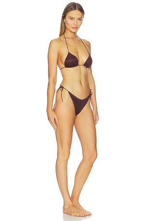 Oseree Lumiere 80s Bikini Set in Brown