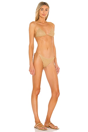 Oseree Lumiere Bikini Set in Metallic Gold