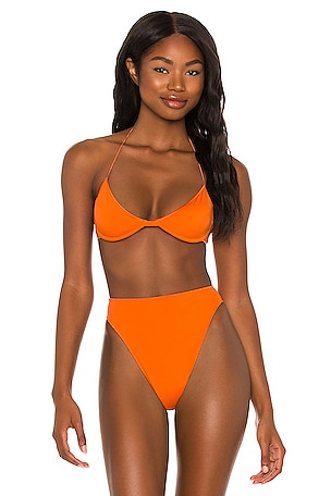 Oseree Eco Basic Balconette Bikini Top in Orange REVOLVE