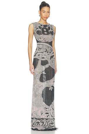 Ottolinger Mesh Maxi Gown in Black, Grey