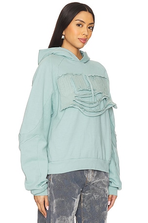 Ottolinger Distressed Multiline Hoodie in Teal