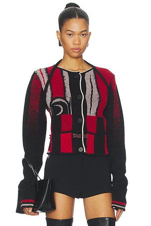 Sporty Knit Cardigan in Sporty Red Ottolinger
