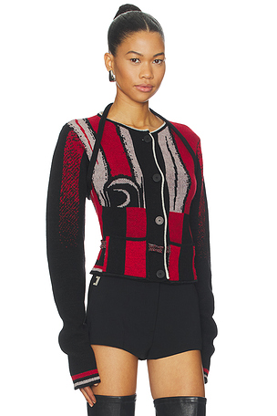 Ottolinger Sporty Knit Cardigan in Sporty Red in Red