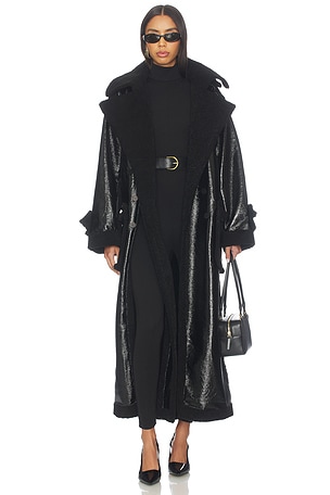 Ottolinger Shearling Oversized Split Coat in Black