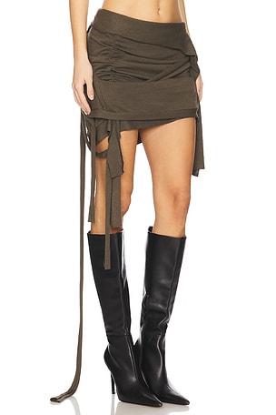 Ottolinger Drape Lounge Mini Skirt in Olive
