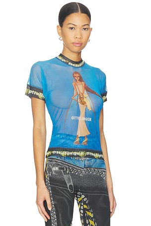 Ottolinger Oversized Mesh Tee in Blue