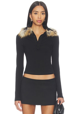 Furry Fitted Polo Top Ottolinger