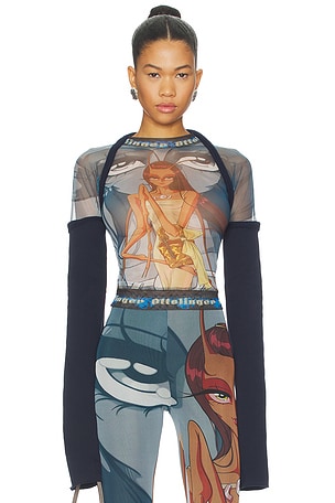 Mesh Hybrid Longsleeve in Julien Ceccaldi Print Ottolinger