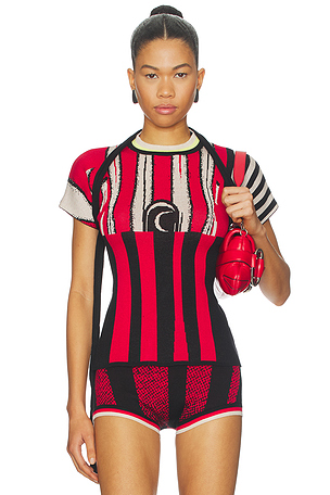 Sporty Knit T-shirt in Sporty Red Ottolinger