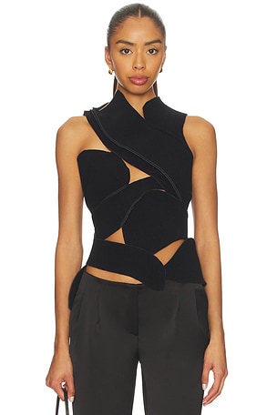 Felted Scuba Cut-out Top in Dark Navy Ottolinger