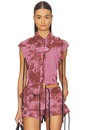 Picnic Ruched Ruffle Blouse Ottolinger