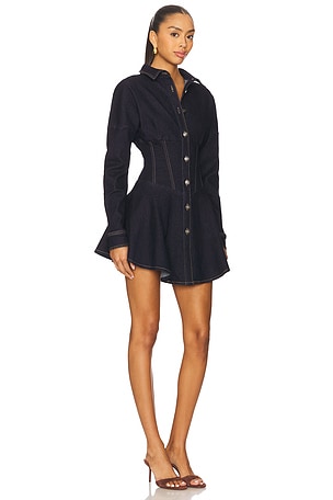 OW Collection Ella Denim Shirt Dress in Blue