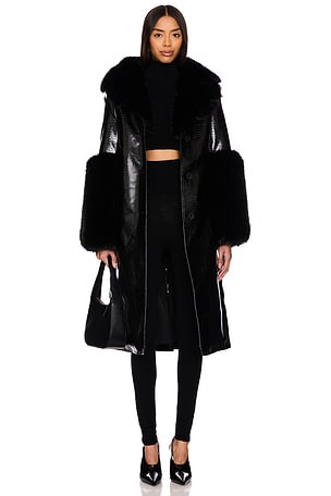 Lovers and Friends Teddy Fur Coat in Black REVOLVE