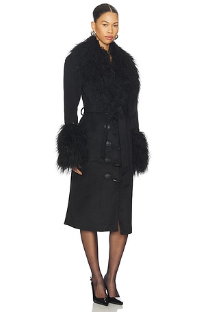 OW Collection Frances Wool Coat in Black. Size XS. Also