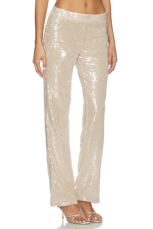OW Collection Ruby Sequin Pants in Tan