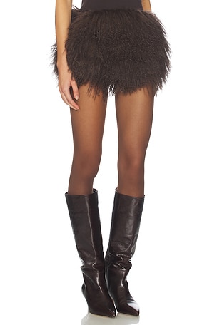 OW Collection Thea Mini Skirt in Brown