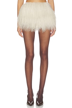OW Collection Thea Mini Skirt in Beige