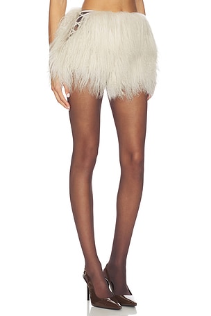 OW Collection Thea Mini Skirt in Beige