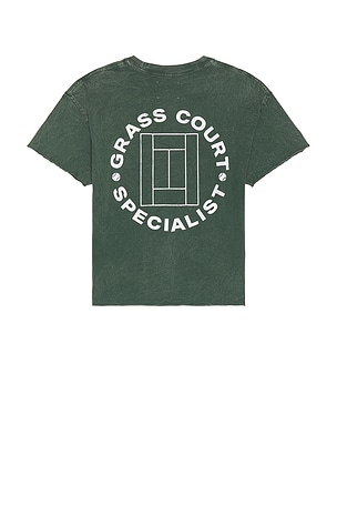 Oyster Court Undone Edge T-Shirt in Green. Size XL/1X. Also