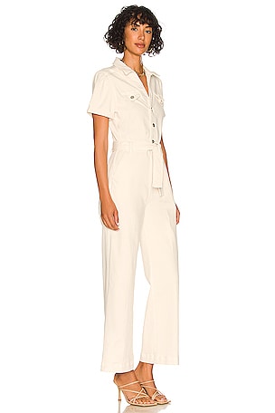 PAIGE Anessa Puff Sleeve Jumpsuit in Cream