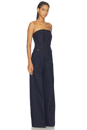 PAIGE Francesca Jumpsuit in Blue. Size 8. Also