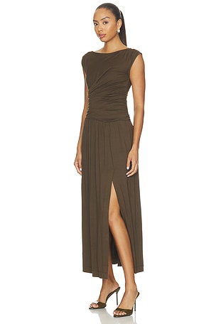 PAIGE ROBE MI-LONGUE KALenDI en Marron