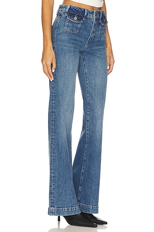 PAIGE Leenah Wide Leg Jeans in Blue. Size 34. Also