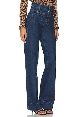 PAIGE Sasha Wide Leg Jeans in Denim-Dark. Size 29. Also