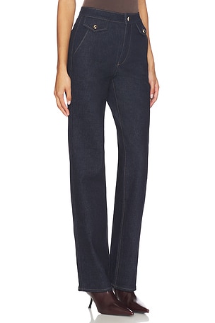 PAIGE Stevie Jeans With Trouser Flap Pockets in Blue