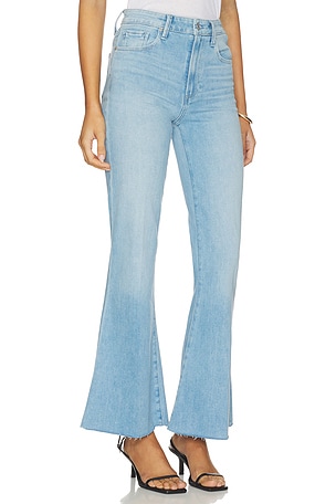 PAIGE Marlow Skimmer Raw Hem Seamed Belt Loops Flare Jeans in Blue