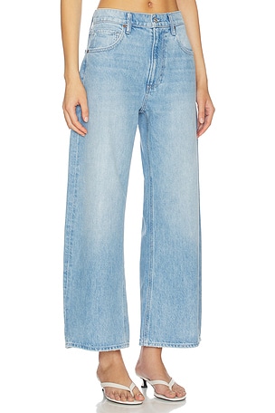 PAIGE Arellia Ankle Seamed Belt Loops Barrel Jeans in Blue