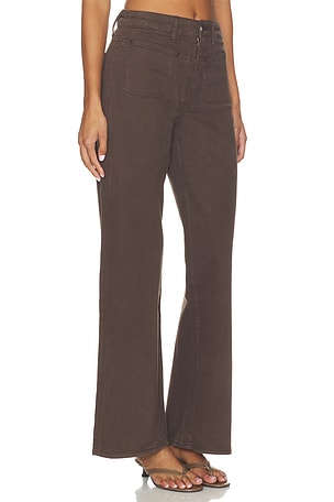 PAIGE Anessa With Front Yoke & Stitch Through Pockets Wide Leg Jeans in Brown