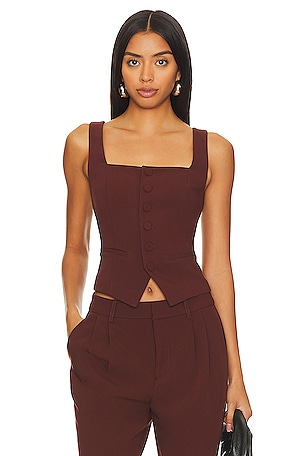 Rozie Corsets Leather Corset Top in Brown
