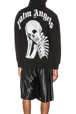 Palm Angels Thinking Skull Hoodie in Black & White | REVOLVE
