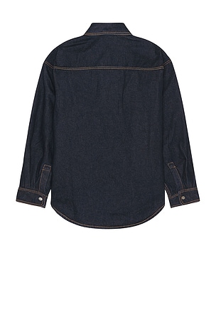 Palm Angels Logo Wash Denim Shirt in Denim-Dark