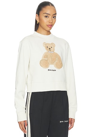 Palm Angels Bear Fitted Crew Sweatshirt in White