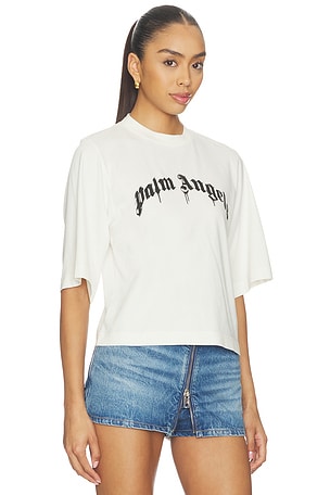 Palm Angels Curved Logo Boxy Tee in White