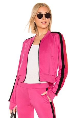 Pam Gela Cropped Track Jacket in Rouge Pink REVOLVE