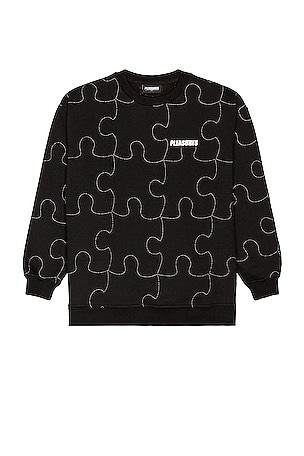 【PLEASURES】プレジャーズ Pieces Reflective Crew Pleasures Pieces Reflective Crewneck in Black | REVOLVE
