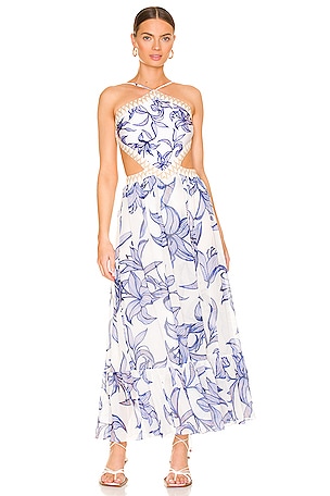 PatBO Stargazer Halter Neck Beach Dress in White | REVOLVE