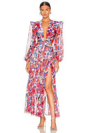 patbo violet cutout beach dress PatBO Violet Plunge Cutout Dress in Cherry