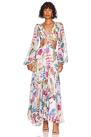 PatBO Zamia Long Sleeve Beach Dress in White | REVOLVE