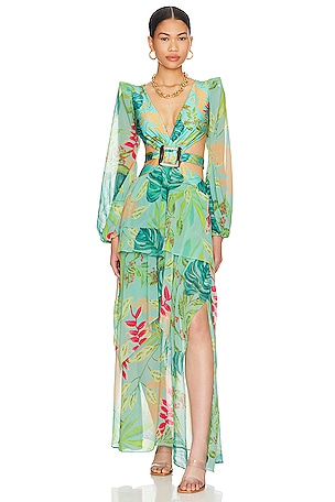 x REVOLVE Tropicalia Belted Cutout Maxi Dress PatBO