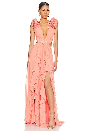 THE JETSET DIARIES Getaway Maxi Dress in Moss Coral REVOLVE