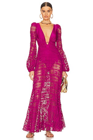 PatBO Crochet Beach Dress in Magenta | REVOLVE
