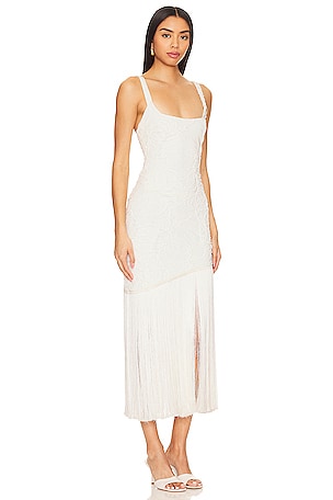 PatBO Fringe Midi Dress in White