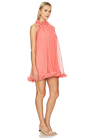 PatBO Pleated Mini Dress in Coral