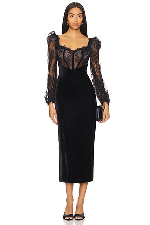 Lace And Velvet Midi Dress PatBO